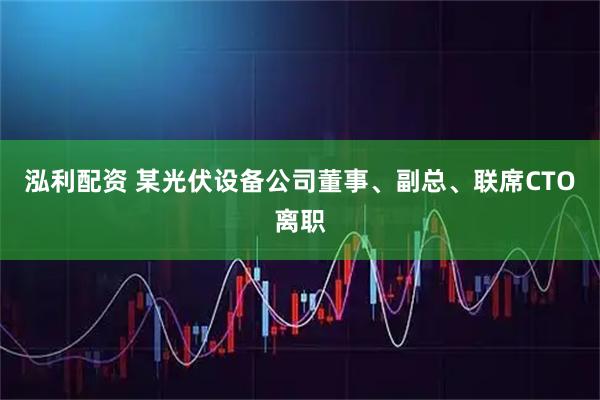 泓利配资 某光伏设备公司董事、副总、联席CTO离职